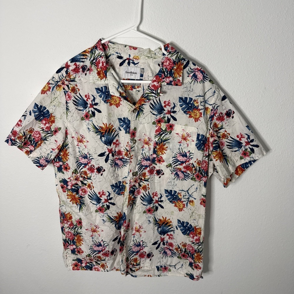 Goodfellow & CO  Hawaiian Short Sleeve Button-Up Shirt 100% Cotton Men's Size XL